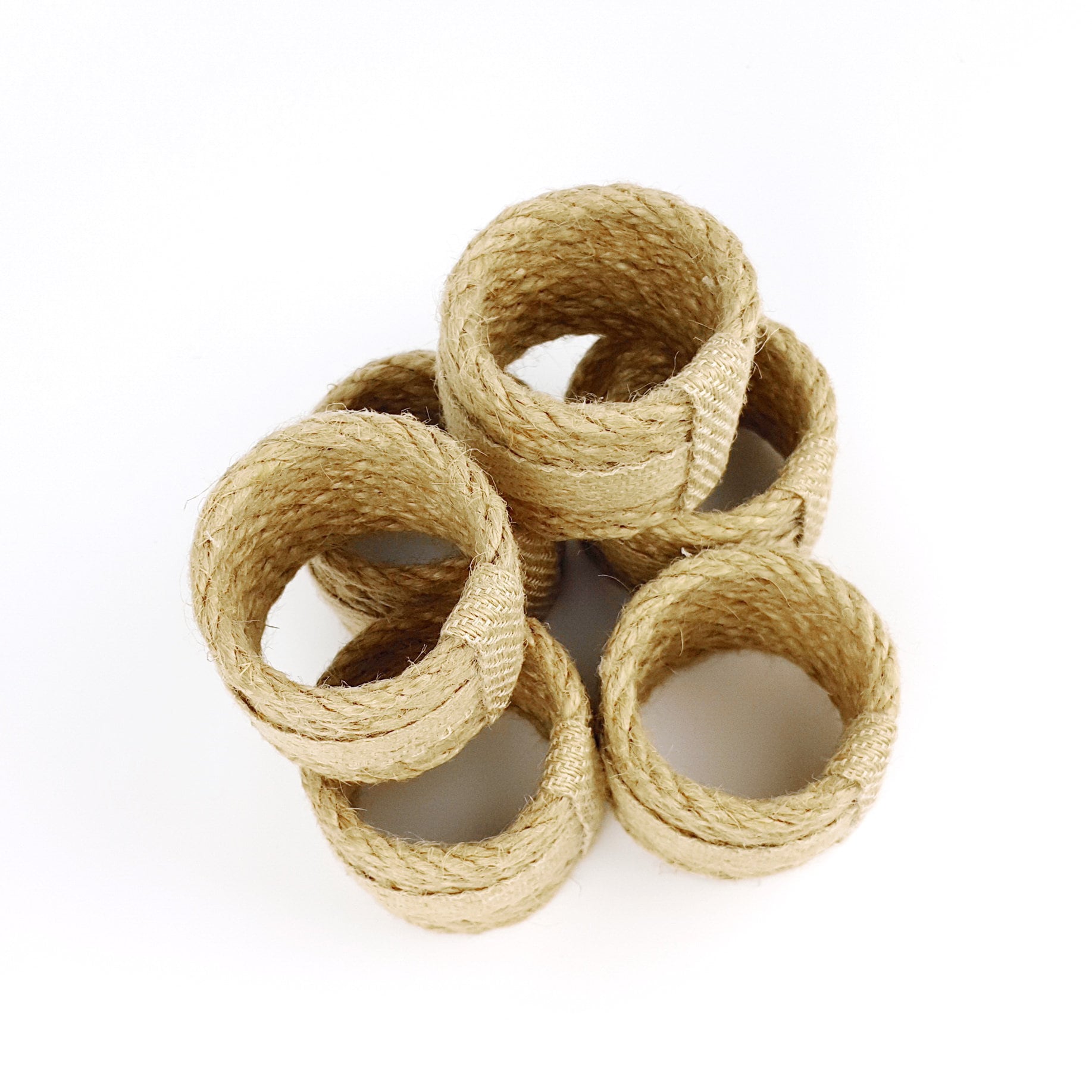 Set of 6 Napkin Rings Jute Napkin Rings Tableware Ring Etsy