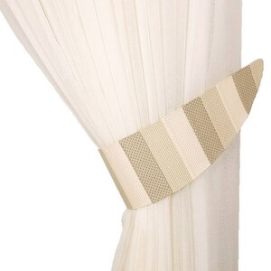Striped Cotton Curtain Tiebacks Beige Home Decor (1 Pair)