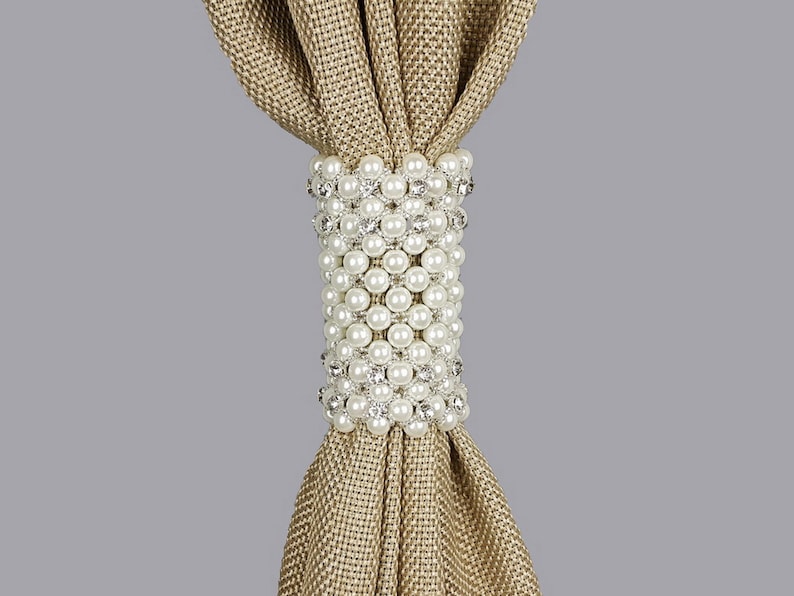 Curtain Tie Back Pearl White Rhinestones Tiebacks Pearl Etsy