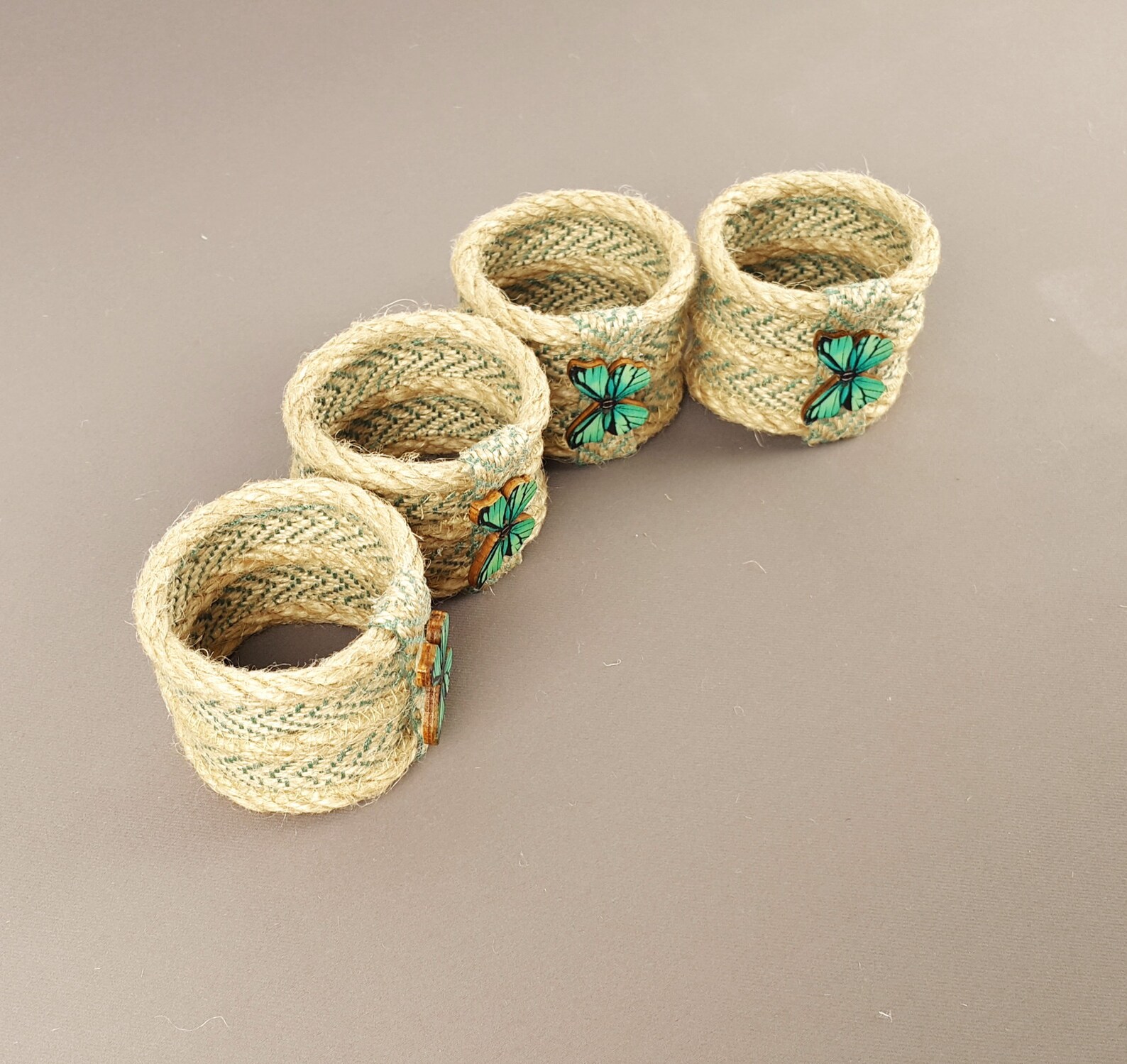 Set of 4 napkin rings Jute napkin rings Tableware ring Etsy