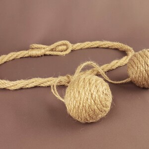 Jute balls tiebacks, Curtain tiebacks, Beach decor, Rope tie back, Jute decor, Cottage chic, Drapery tiebacks rope, Jute balls decoration image 4