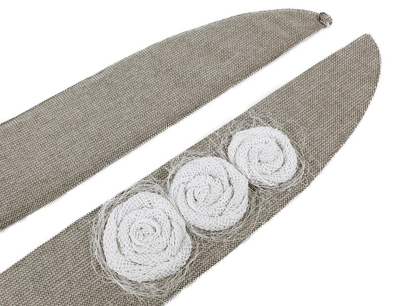 Tie backs Flower tiebacks Burlap decor Curtain tiebacks Rustic tiebacks Gray decor Curtain decor Cottage chic Burlap tie backs
