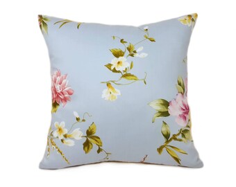 Decorative blue pillows, Bed pillows, Flower pattern, Blue cushions, Square pillowcase, Blue pillow, Sofa pillows, Different sides, 15x15"