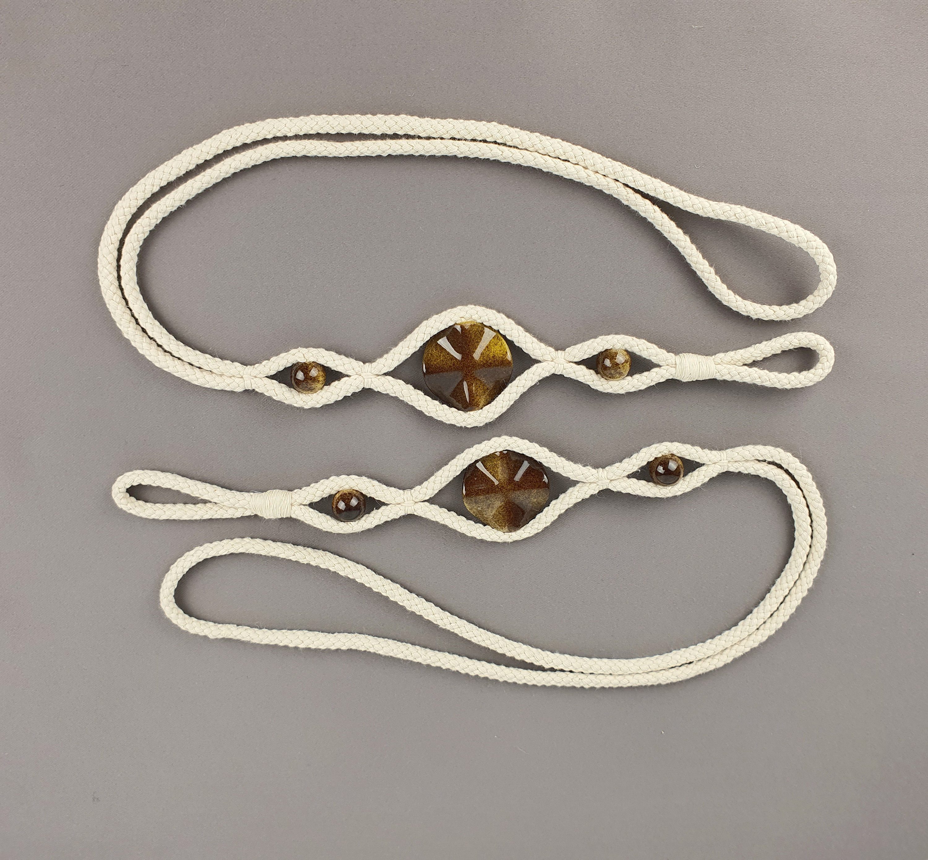 Curtain Tieback Rope Brown Green Acrylic Beads Decor Cotton Etsy