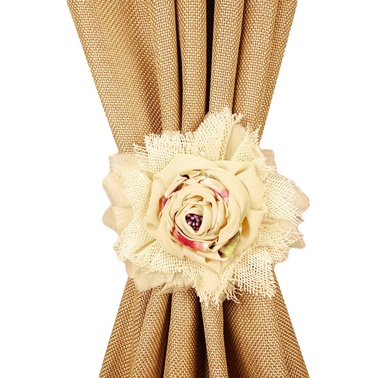 Curtain tie back flower Curtain tiebacks Burlap flower Etsy