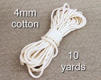 Baumwollschnur 4mm Seil Baumwolle weiß Makramee gestrickte Schnur Baumwolle Teppich Schnur Handwerk liefert Schnur häkeln Baumwolle Bindfäden rustikale Dekor 4mm/10yards