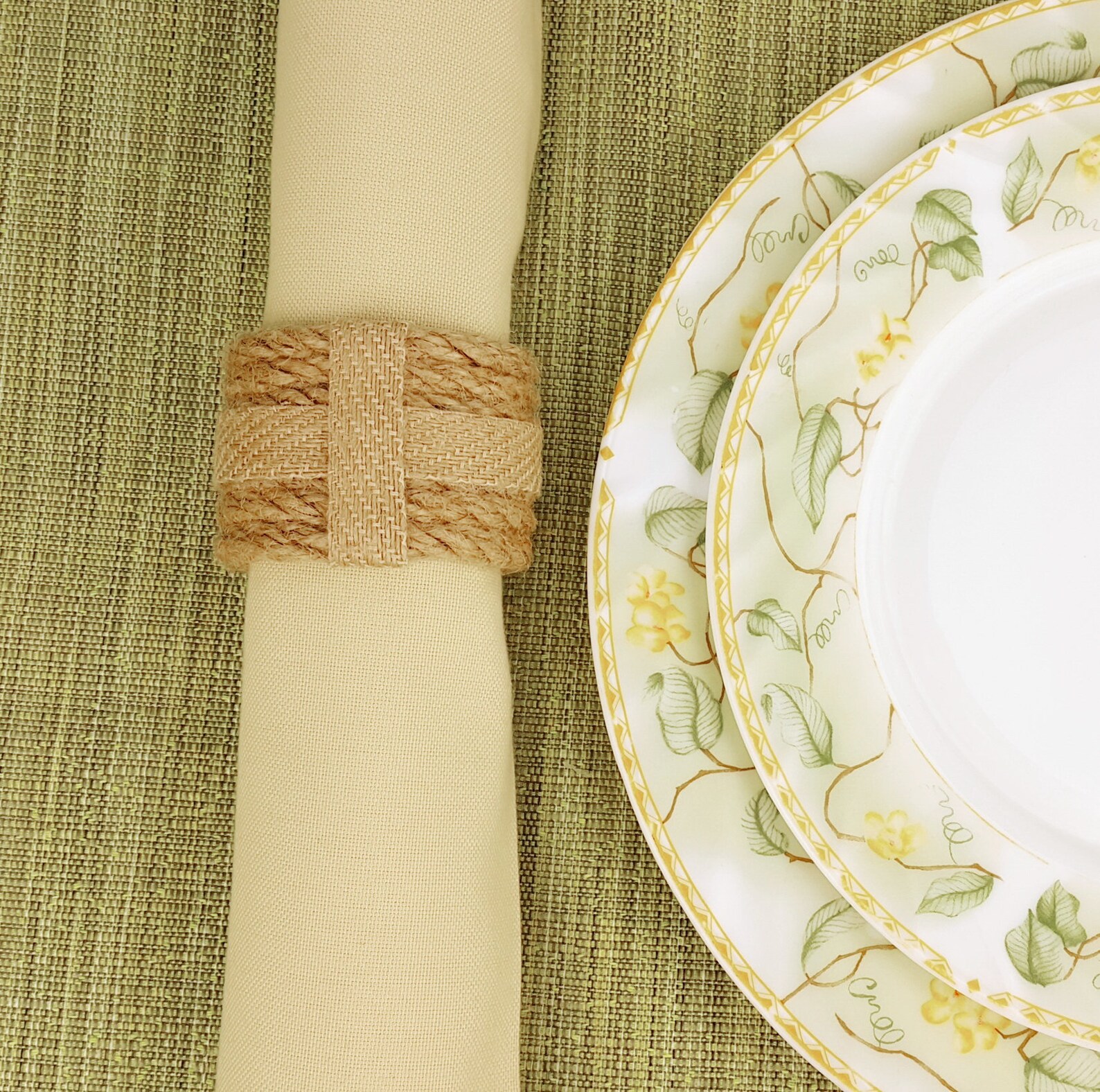 Set of 6 Napkin Rings Jute Napkin Rings Tableware Ring Etsy