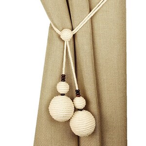 Cotton Rope Ball Curtain Tiebacks Cottage Chic Decor