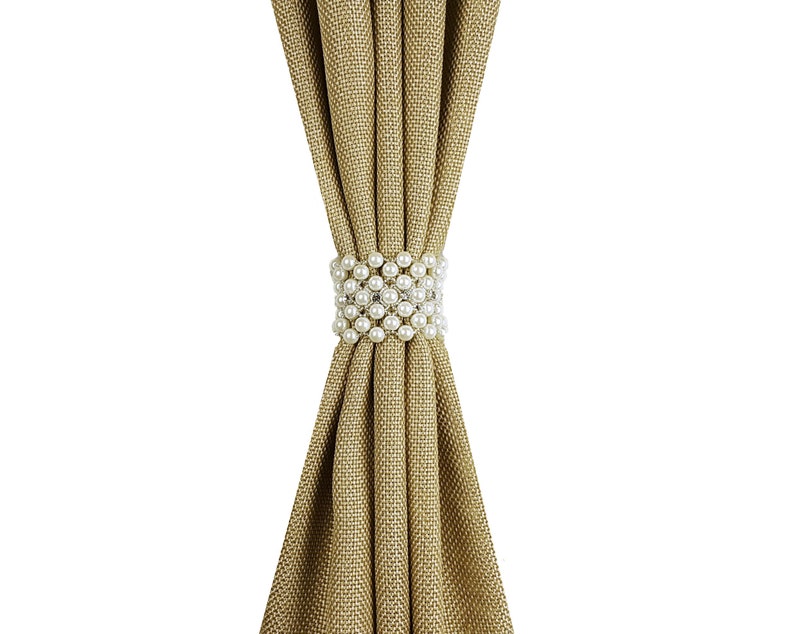 Curtain Tie Back Rhinestones Tiebacks, Pearl White Beaded Tiebacks