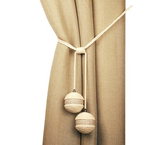 Embrasse-rideaux corde Boules d&#39;embrasses Embrasses en corde de coton Embrasses en coton modernes Attache en corde de coton Cottage chic Décoration en corde Décoration de chambre à coucher