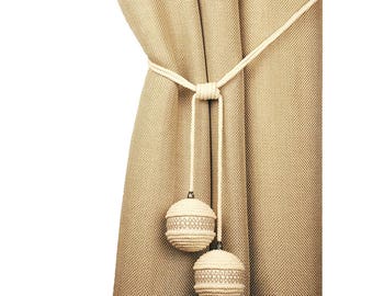 Curtain tiebacks rope Tie back balls Cotton rope tiebacks Modern cotton tiebacks Cottage chic Cotton cord tie Rope decor Bedroom decor