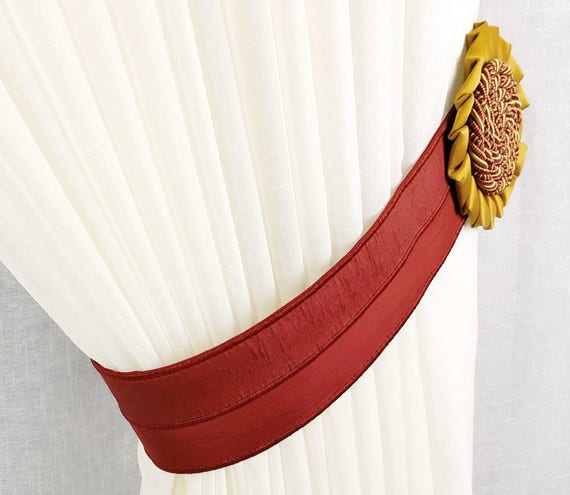 Curtain Tiebacks Burgundy Curtain Decor Curtain Tie Back Etsy