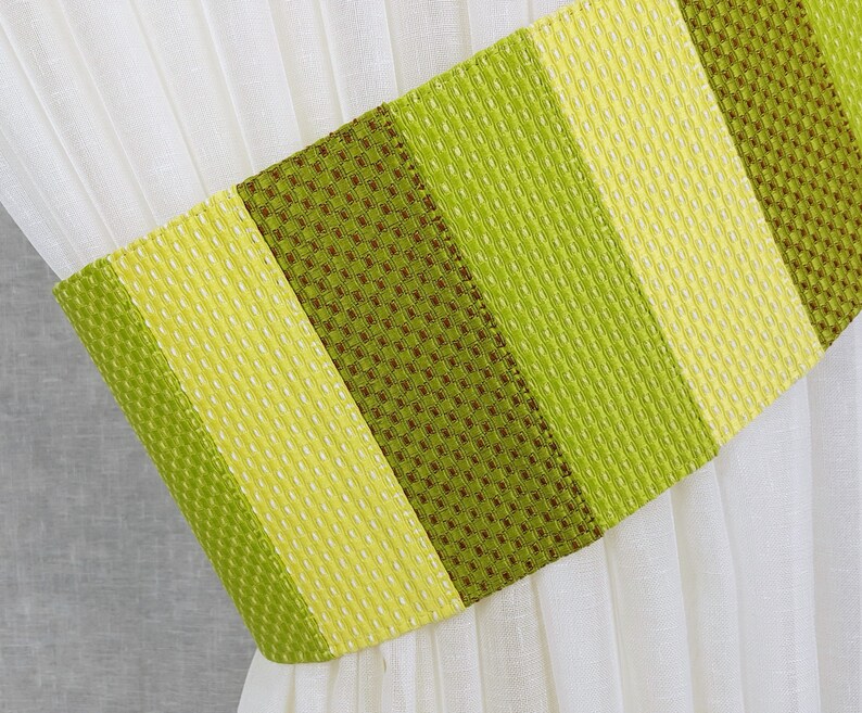 Kids decor Curtain striped decor Drapery tiebacks Green curtain tiebacks Striped tie back Curtain tiebacks green Window treatments