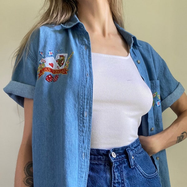 Denim Las Vegas Embroidered Blouse