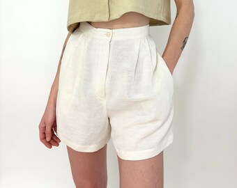 Ivory Linen Blend High Rise Shorts (29” Waist)