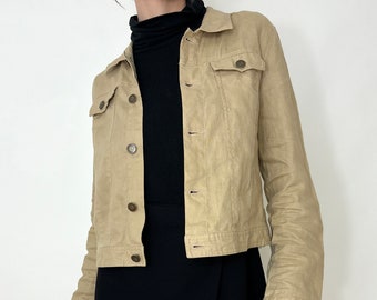 Beige leichte Leinenjacke