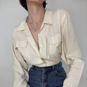 Ivory Silk Long Sleeve Button Uo Blouse