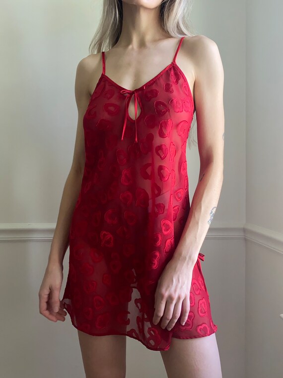 Red Sheer Heart Slip Gem