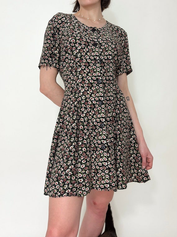 Vintage Rampage Black Floral Button Front Dress