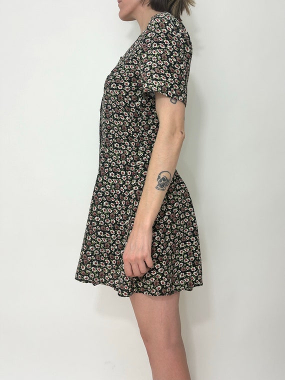 Vintage Rampage Black Floral Button Front Dress - image 3