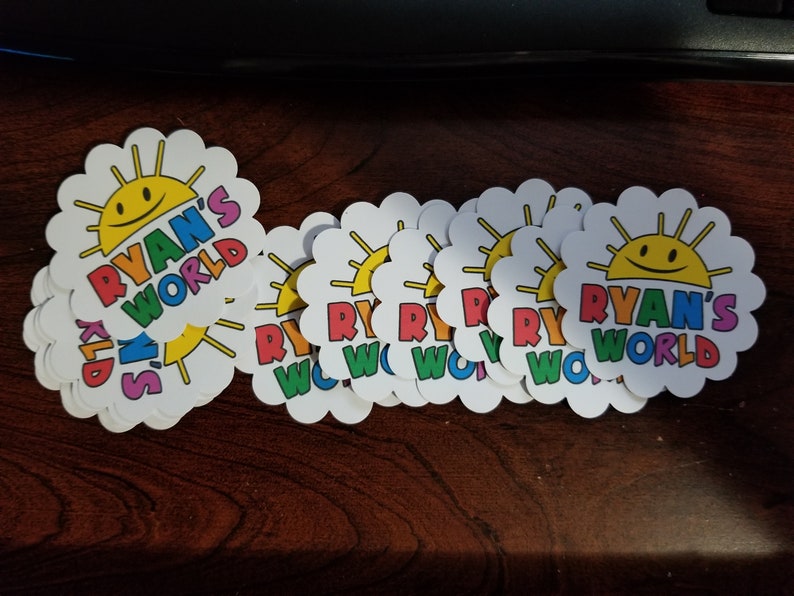 precut scallop shape 12 piece sticker sheet 2 stickers Ryan/'s world theme