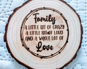 Log Coasters Laser Engraved Family