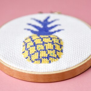 Pineapple cross stitch pattern. Pineapple emoji. Cross stitch instant download PDF. Tropical decor DIY. Gift for her. Pineapple gift image 2