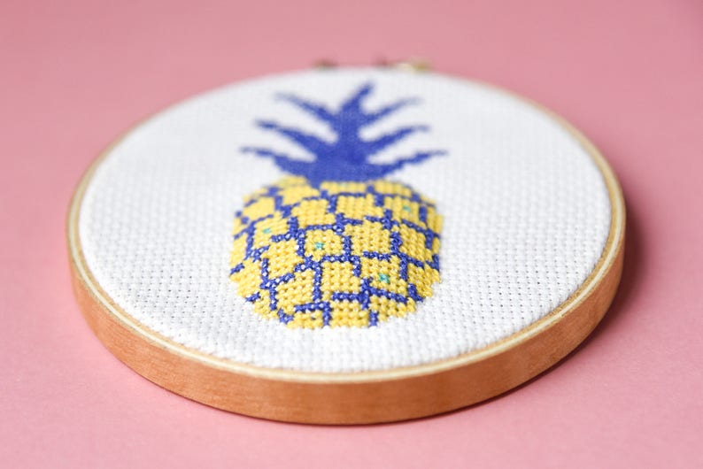 Pineapple cross stitch pattern. Pineapple emoji. Cross stitch instant download PDF. Tropical decor DIY. Gift for her. Pineapple gift image 2