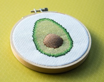 Stuffed Avocado Cross Stitch Pattern, 3D Embroidery (PDF Pattern)