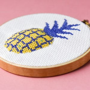 Pineapple cross stitch pattern. Pineapple emoji. Cross stitch instant download PDF. Tropical decor DIY. Gift for her. Pineapple gift image 3