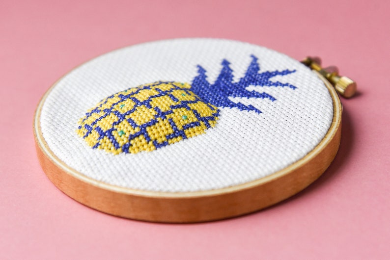 Pineapple cross stitch pattern. Pineapple emoji. Cross stitch instant download PDF. Tropical decor DIY. Gift for her. Pineapple gift image 3