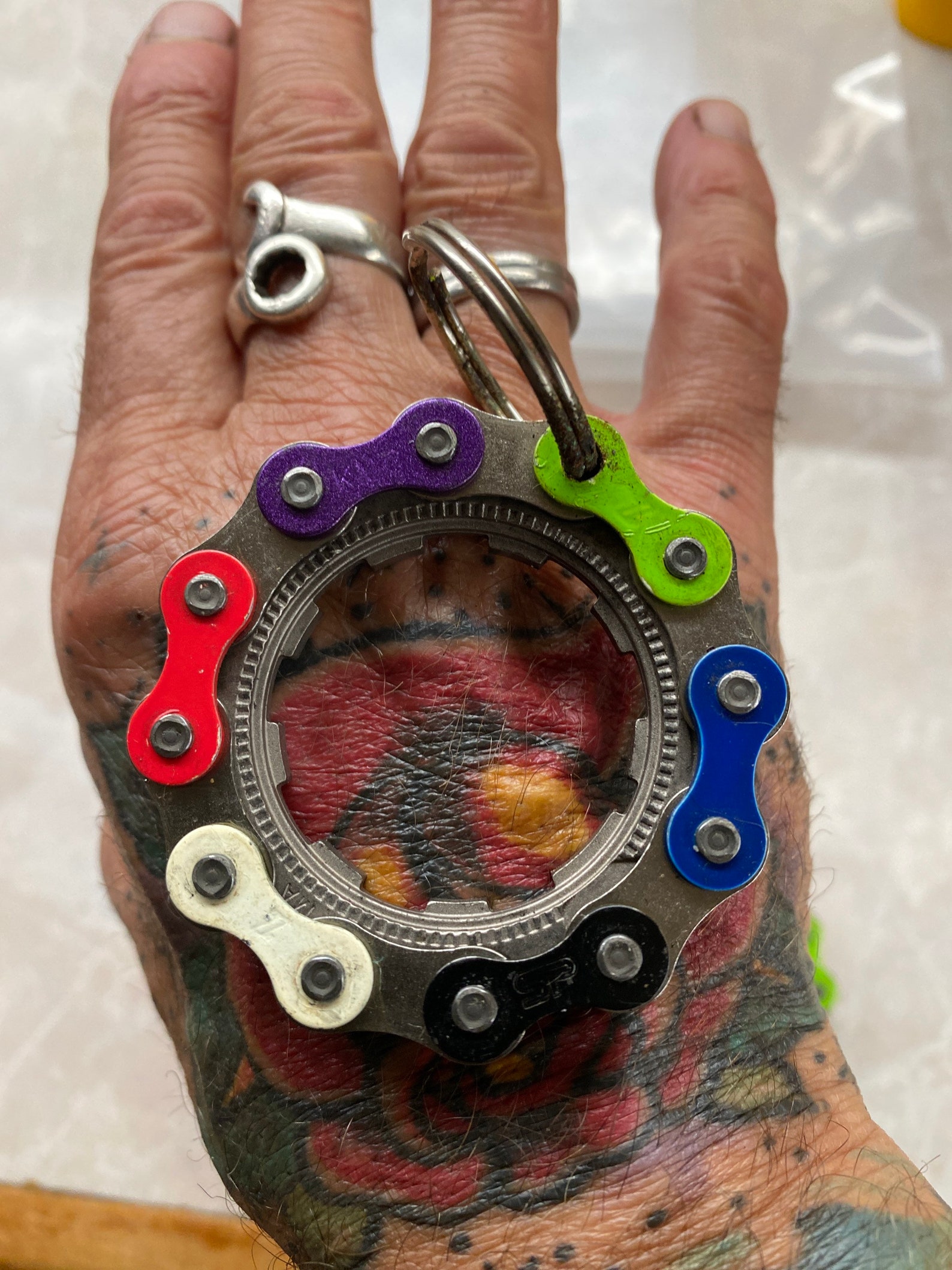 colored bicycle chain
