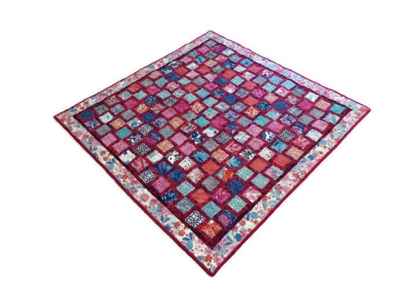 Whimsical Windows Baby Quilt with Pink Sashing