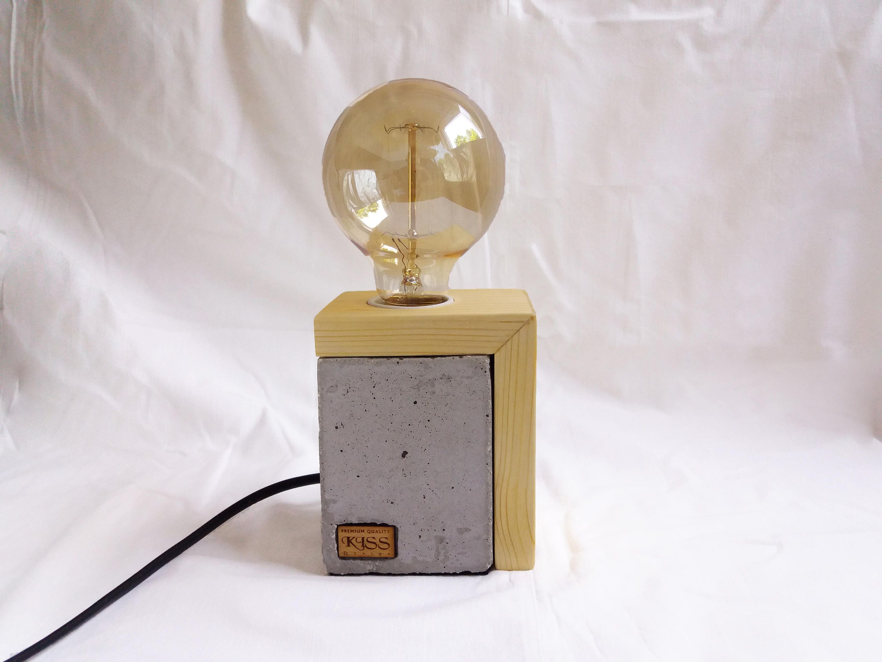 Beton Und Holz Lampe Mit Edison Glühlampe
