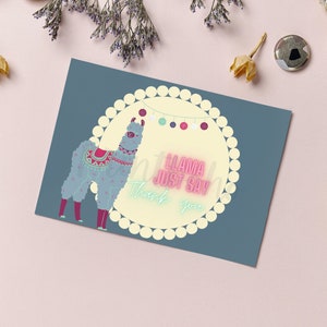 Printable Boho Llama Thank You Note 5"x7"