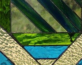 Blue Green Glass Panel