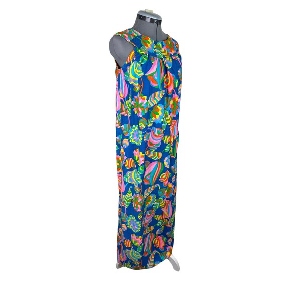 Handmade Dress Vintage 60s 70s Bright Floral Maxi… - image 1