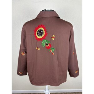 Tapestry Patch Jacket Dames XL Vintage jaren 90 Bloemen Zonnebloem Bijen Geborduurd afbeelding 8