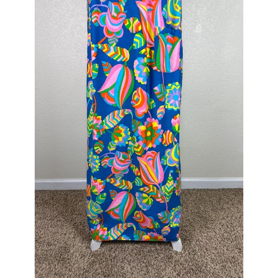 Handmade Dress Vintage 60s 70s Bright Floral Maxi… - image 4