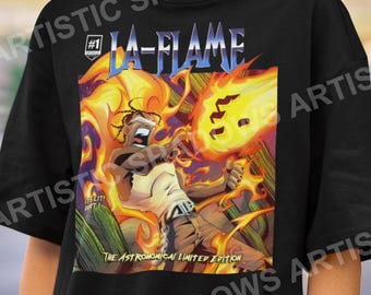 Travis Scott La Flame T Shirt, Astroworld Inspired Graphic Tee, Comic Style Streetwear Shirt, Hip Hop Vintage Rap Tee