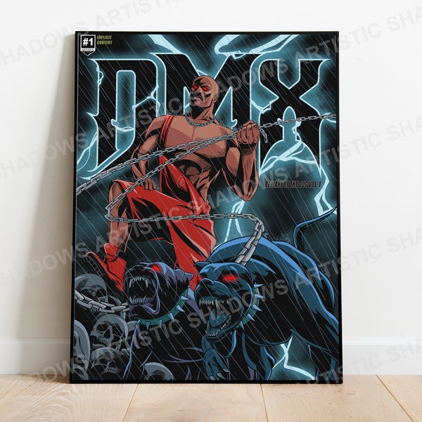 DMX Poster-DMX Art, Rap Comic Poster, Hip Hop Poster, Ruff Ryders Poster, Black Art, Rap Art, DMX Comic, Music Poster, Dmx Tribute