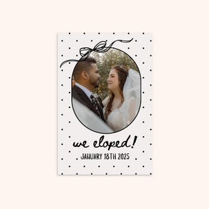 Aviso de fuga Tarjeta de matrimonio con lunares Plantilla de invitación editable imprimible divertida y sofisticada juvenil Invitación de Evite de Canva