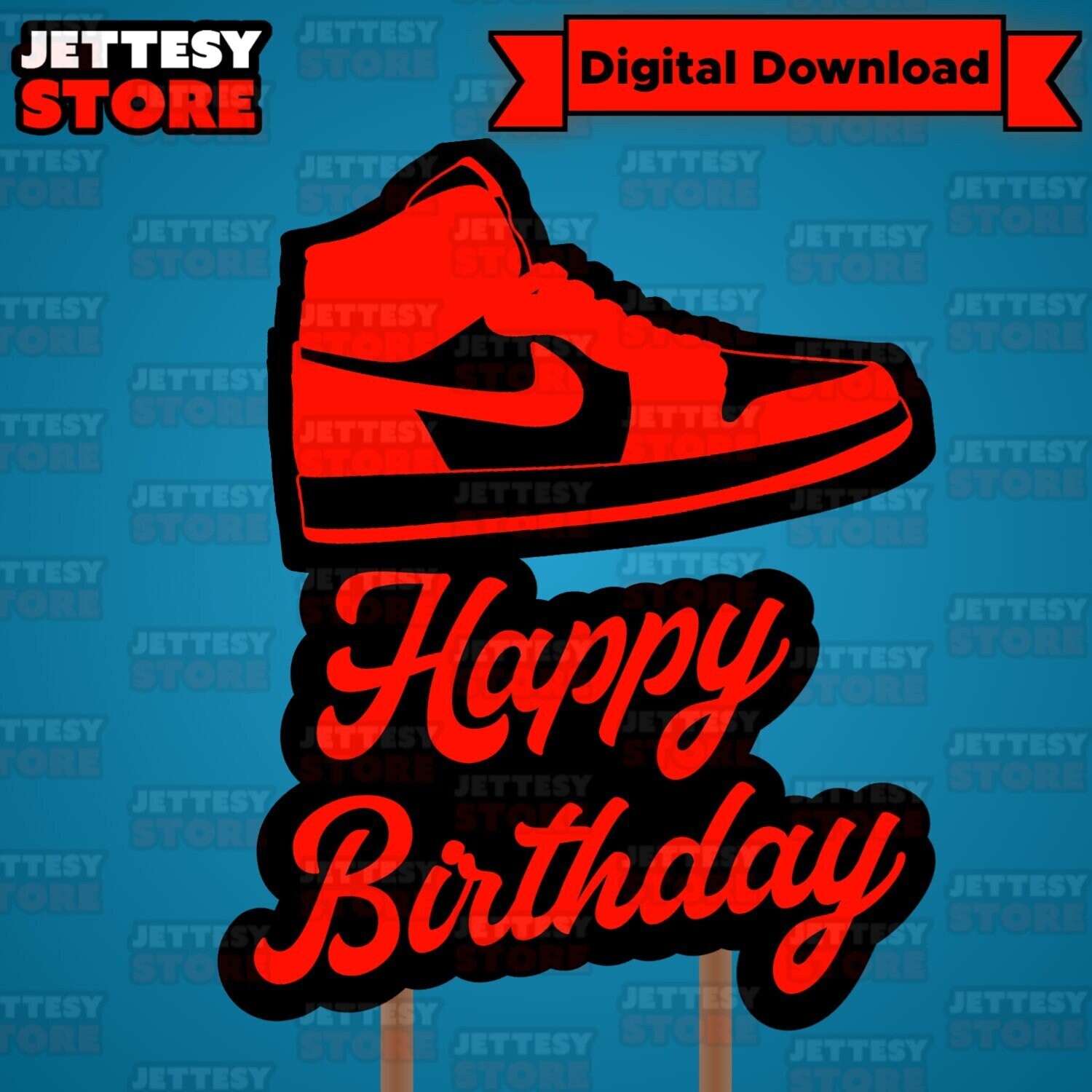 Digital Download Jordan Sneakers Birthday Cake Topper High-quality PNG ...