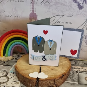 Tarjeta del día de la boda MR & MR / Matrimonio gay / LGBTQ+ / Hecho a mano / Boda