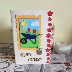 Carte d'anniversaire brouette / carte d'anniversaire / fait main / brouette