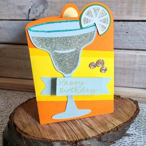 Biglietto di auguri di buon compleanno / Biglietto di auguri di compleanno con cocktail Margarita / Cocktail Magarita / Fatto a mano