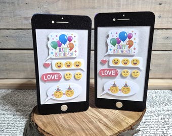 Biglietto di auguri per compleanno con smartphone / Smartphone / Compleanno con smartphone / Biglietto di auguri fatto a mano