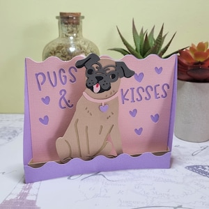 3D Mops Geburtstagskarte / Mops Geburtstagskarte / Mops 3D Karte / handgemacht