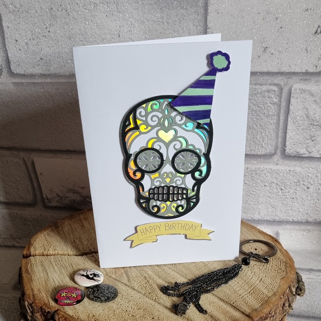 Skull Happy Birthday Card / Happy Birthday Card / Skull Card / - Etsy