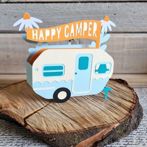 Cartão de aniversário para caravana / Feliz Campista / Cartão para caravana / Feito à mão